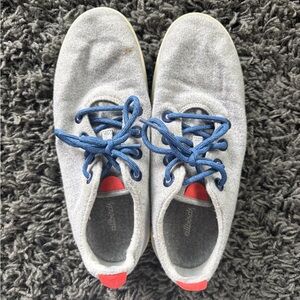 Allbirds Mens Sneakers in Gray with Blue Laces